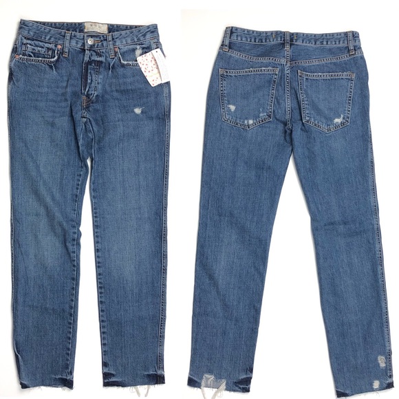 SOLD NWT Free People Boyfriend Distressed Jeans 24 - Picture 5 of 8